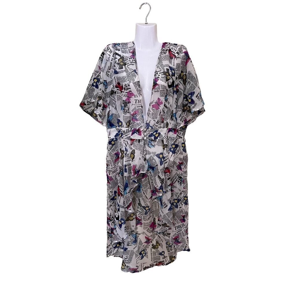 Newspaper Print   Swim Swim  Butterfly Design 3X  Beachy Coastal Vaction